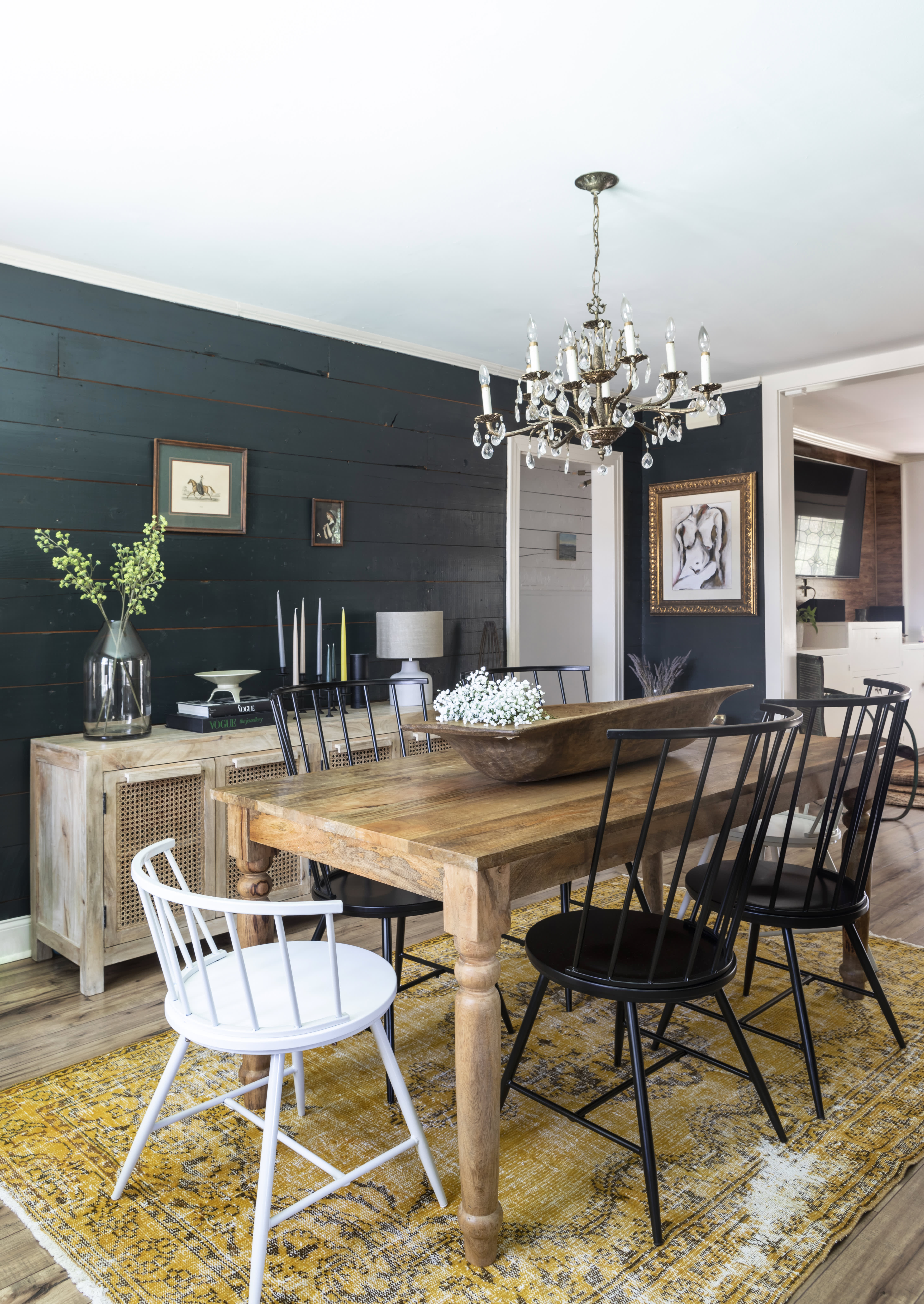 Dining table with online mismatched chairs